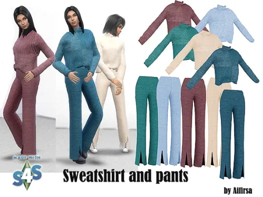 Sims 4 Sweatshirt and pants at Aifirsa