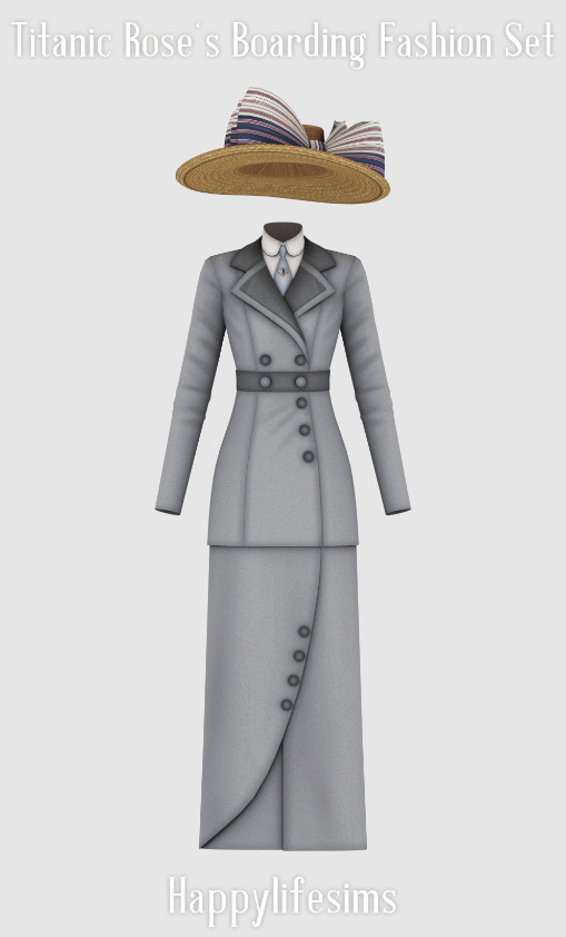 Sims 4 Titanic Rose’s Boarding Fashion Set at Happy Life Sims