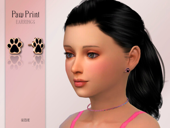 Sims 4 Paw Print Earrings by Suzue at TSR