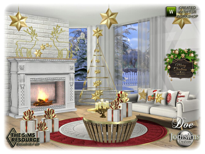 Sims 4 Doe christmas Living room by jomsims at TSR