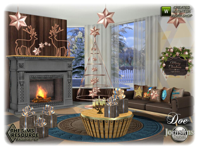 Sims 4 Doe christmas Living room by jomsims at TSR