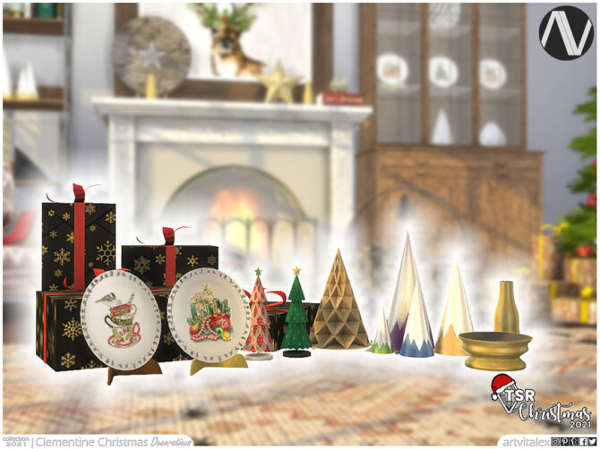 Sims 4 TSR Christmas 2021 | Clementine Christmas Decorations by ArtVitalex at TSR