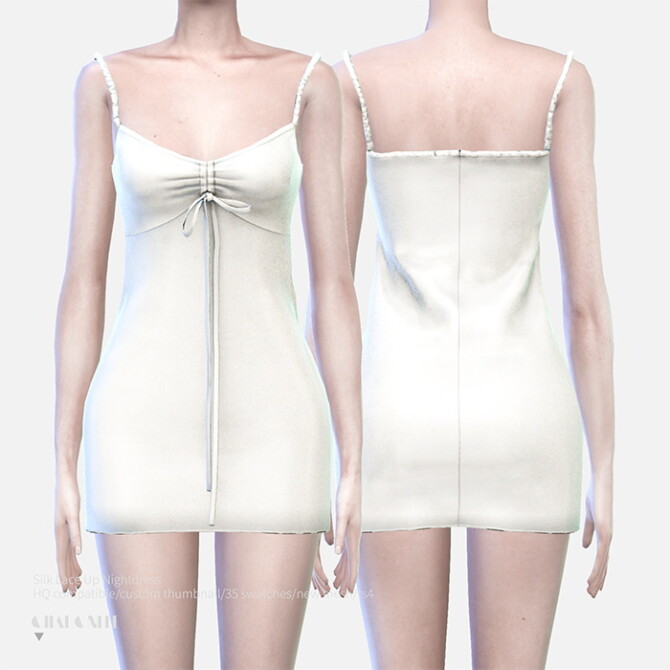 Sims 4 Silk Lace Up Nightdress at Charonlee