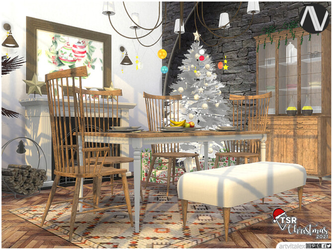 Sims 4 TSR Christmas 2021 | Alegria Dining Room by ArtVitalex at TSR