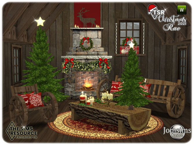 Sims 4 TSR 2021 Christmas Collection country rae living room by jomsims at TSR