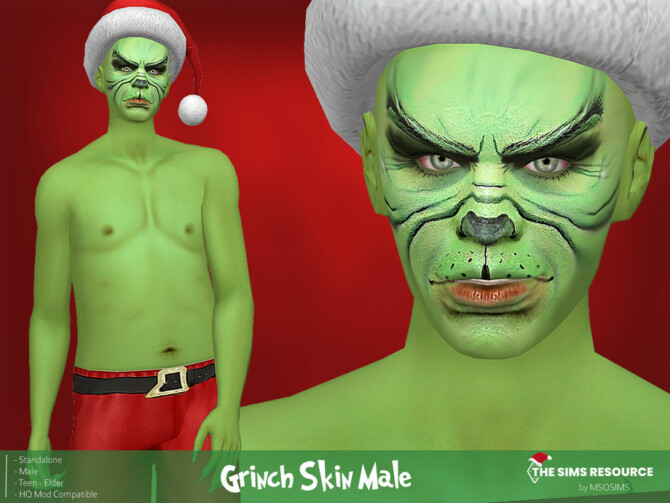 Sims 4 Grinch Skin Male by MSQSIMS at TSR
