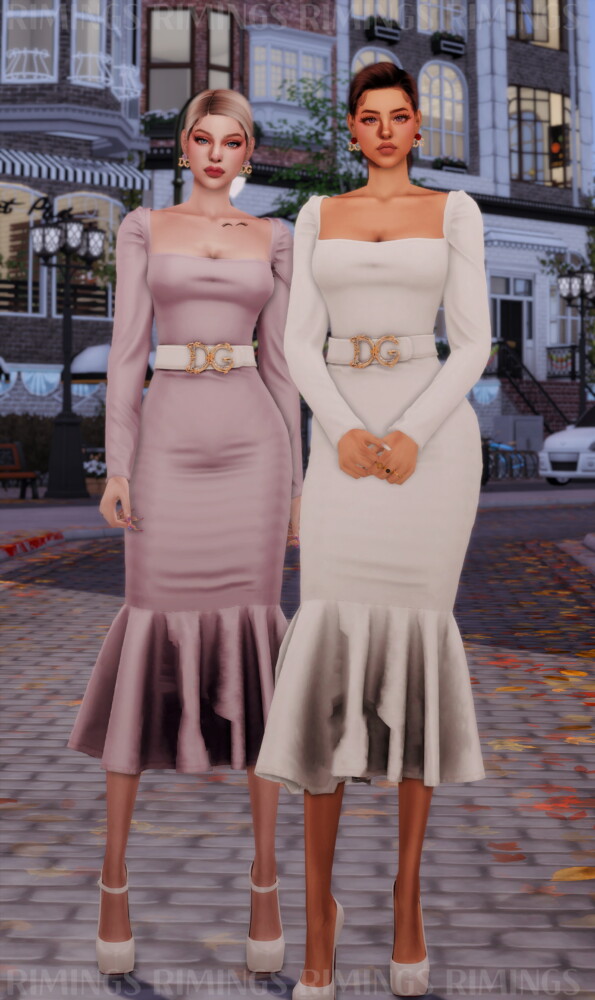Sims 4 Vintage Mermaid Dress & DG Vintage Rose Earrings at RIMINGs