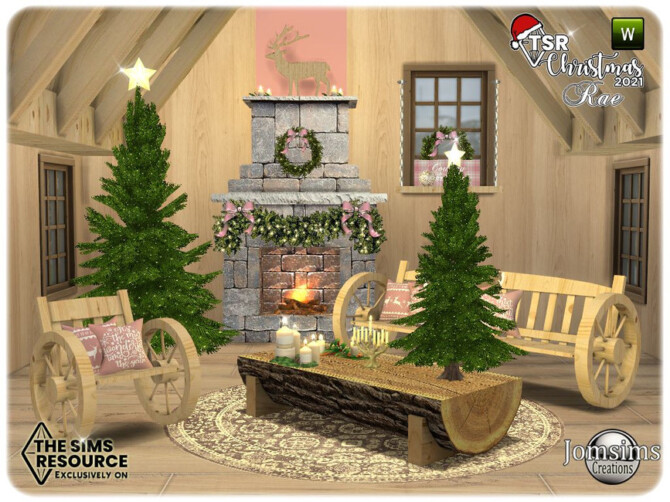 Sims 4 TSR 2021 Christmas Collection country rae living room by jomsims at TSR