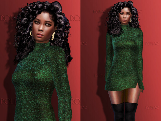 Sims 4 Stretch Turtleneck Mini Dress DO253 by D.O.Lilac at TSR