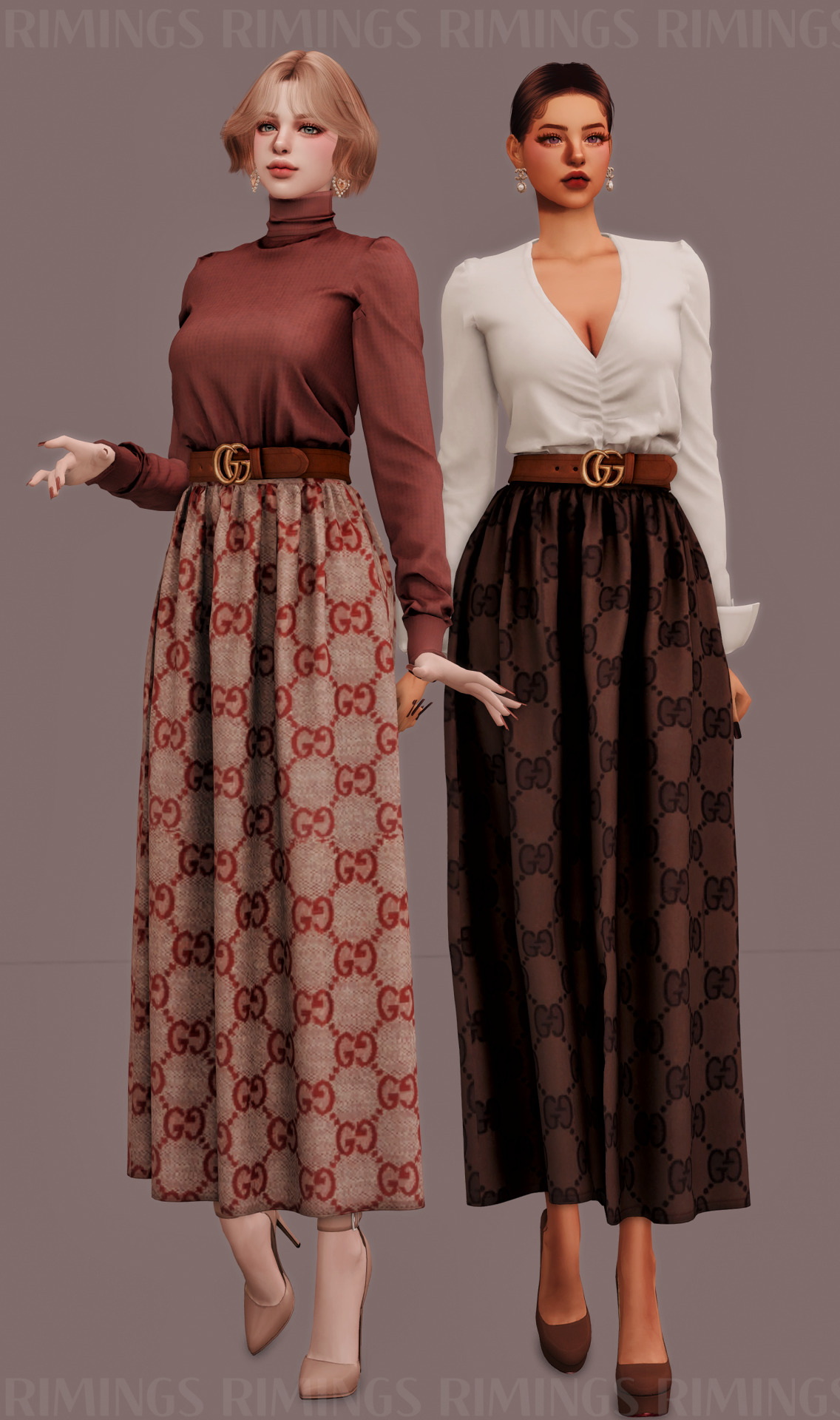 Skirt & V Neck Blouse & Turtleneck at RIMINGs » Sims 4 Updates