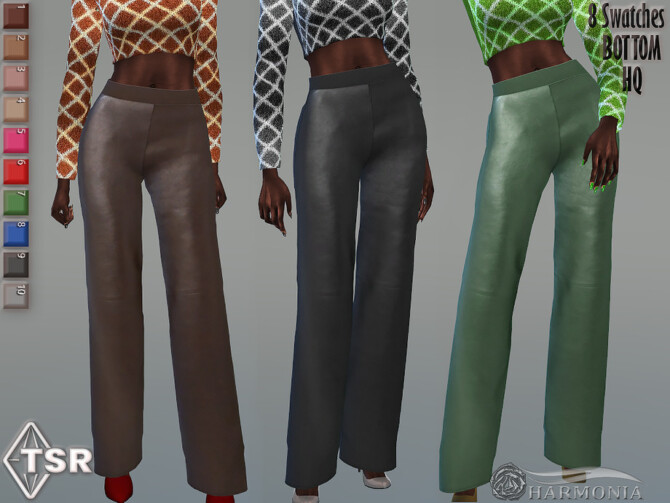 Sims 4 Leather straight leg pants by Harmonia at TSR