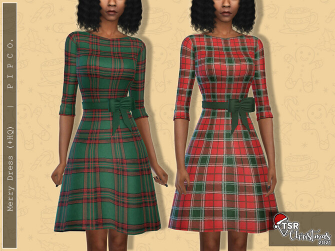 Sims 4 TSR Christmas 2021   Merry Dress by Pipco at TSR