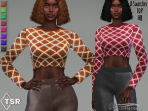 Checkered Printed Crop Sweater by Harmonia at TSR