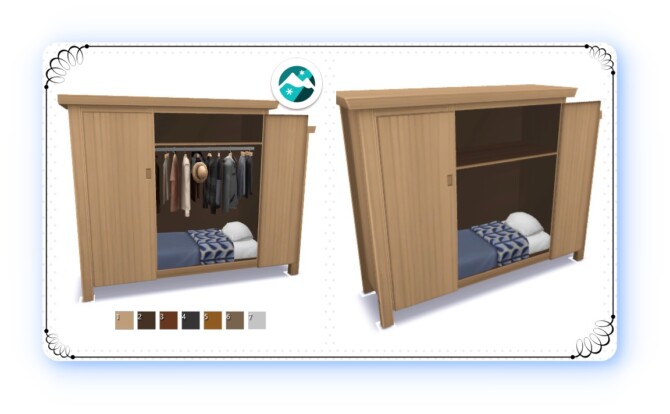 Sims 4 The Wardrobe Bed & Folded Laundry Wardrobe by BlueHorse at Mod The Sims 4