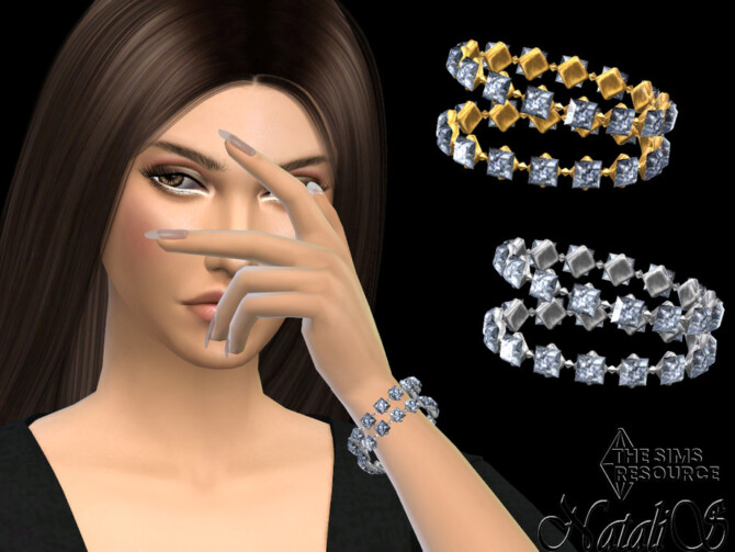 Sims 4 Princess cut crystals double bracelet by NataliS at TSR