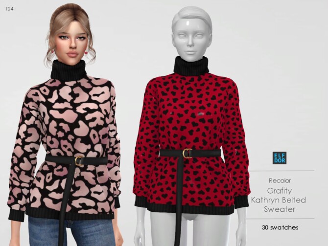 Sims 4 Belted Sweater at Elfdor Sims