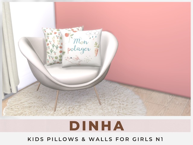 Sims 4 Kids Pillows & Walls For Girls N1 at Dinha Gamer