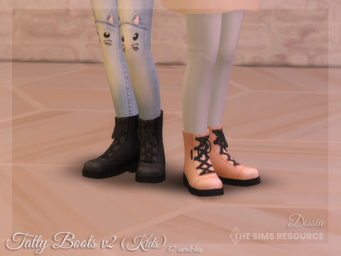 Sims 4 Tatty Boots v2 (Kids) by Dissia at TSR