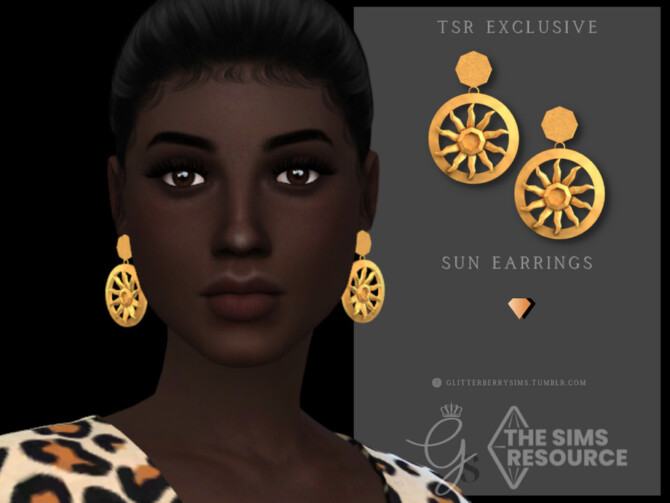 Sims 4 Sun Earrings by Glitterberryfly at TSR