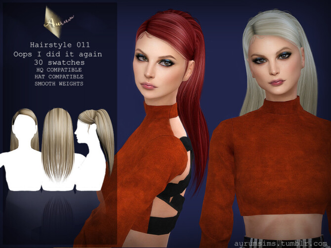 Sims 4 Hairstyle 011   Oops I did it again by AurumMusik at TSR