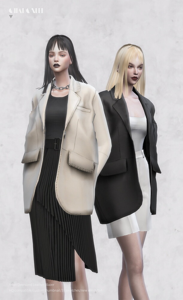Sims 4 Arket Oversized Leather Blazer at Charonlee