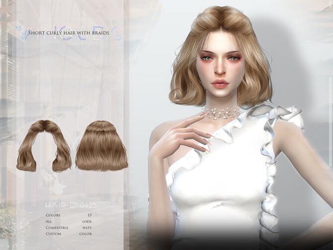 Sims 4 Short curly hair with braids by wingssims at TSR