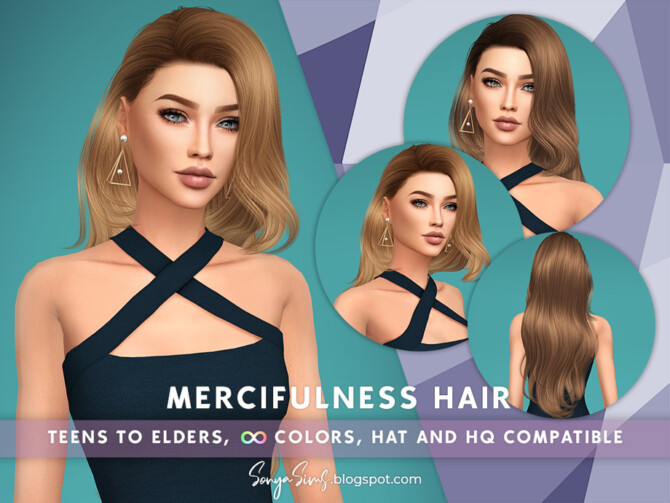 Sims 4 Mercifulness Hair by SonyaSimsCC at TSR