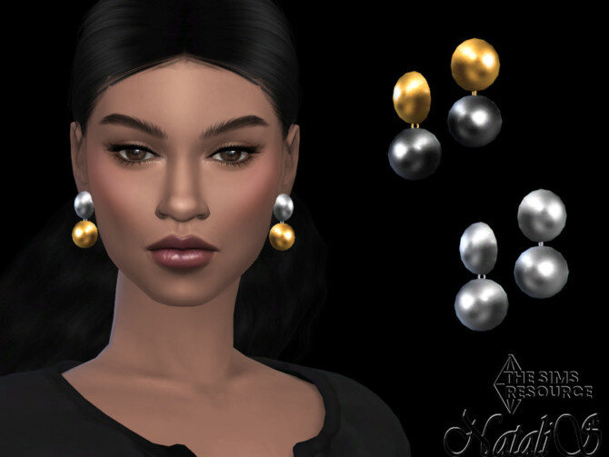 Sims 4 Large metal earrings by NataliS at TSR