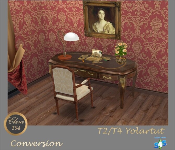 Sims 4 Desk + Chair Yolartut conversion by Clara at All 4 Sims