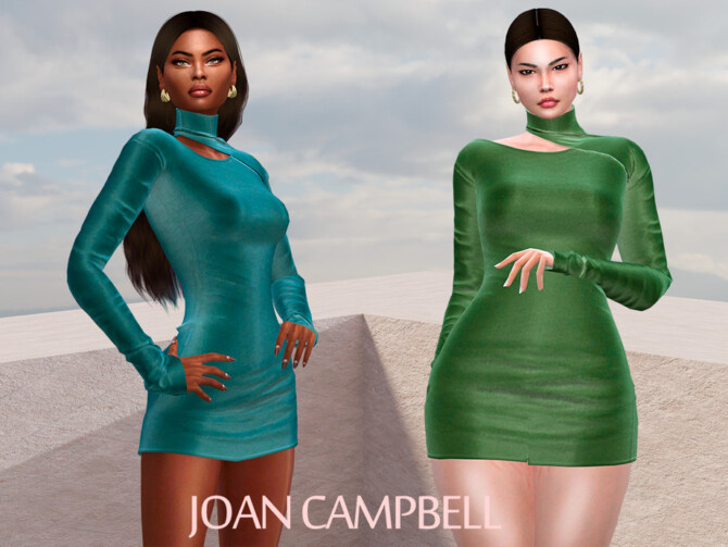 Sims 4 Stone Velvet Dress by Joan Campbell Beauty at TSR