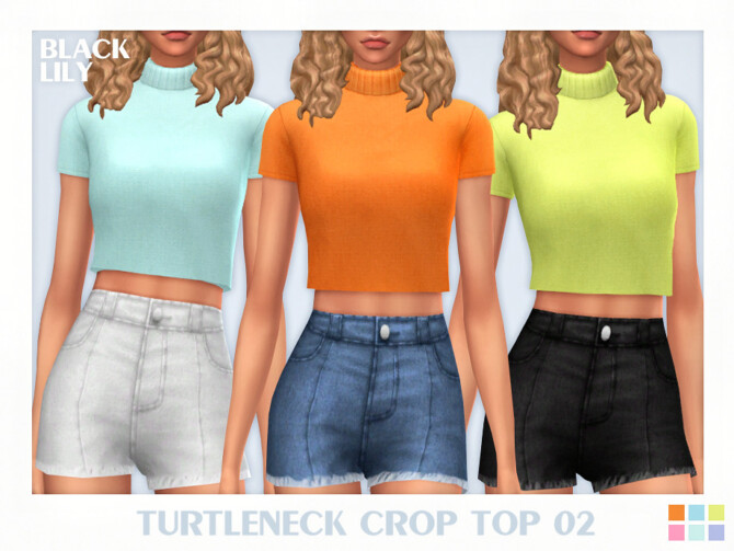 Sims 4 Turtleneck Crop Top 02 by Black Lily at TSR