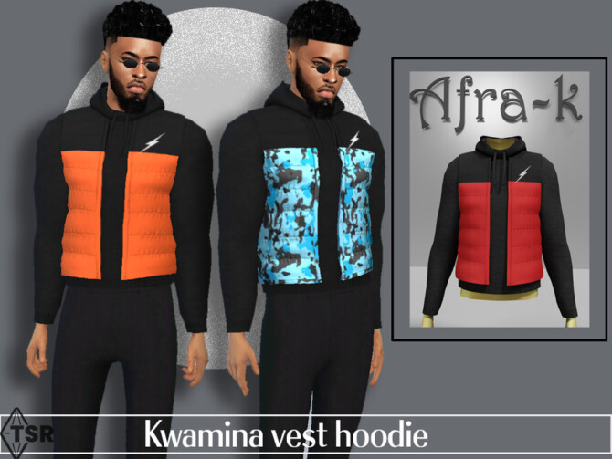 Sims 4 Kwamina vest hoodie by akaysims at TSR