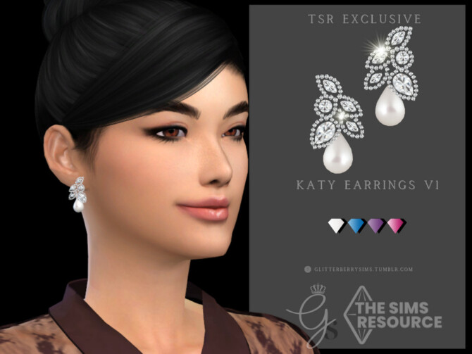 Sims 4 Katy Earrings V1 by Glitterberryfly at TSR