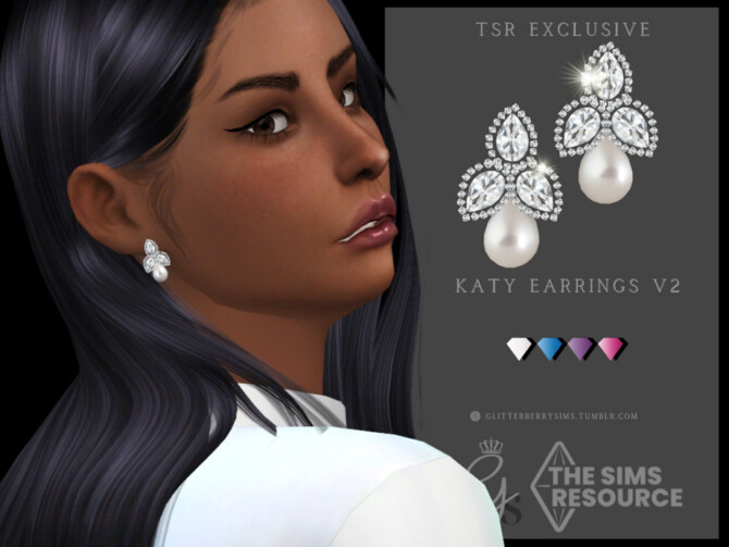 Sims 4 Katy Earrings V2 by Glitterberryfly at TSR