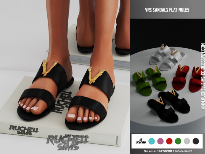 Sims 4 SANDALS FLAT MULES at Ruchell Sims
