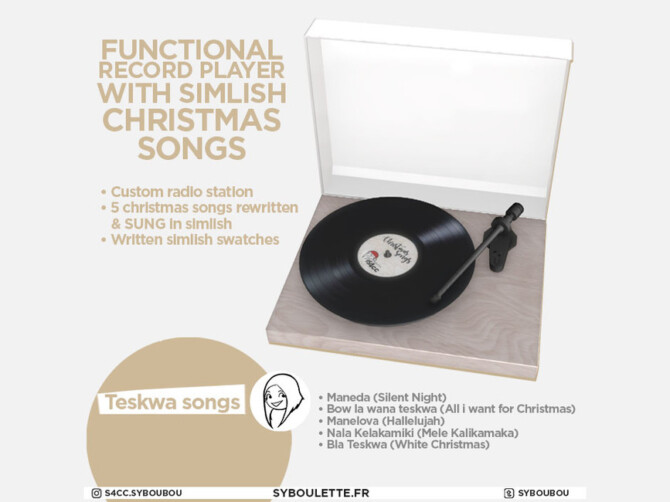Sims 4 Teskwa Songs Record Player by Syboubou at TSR