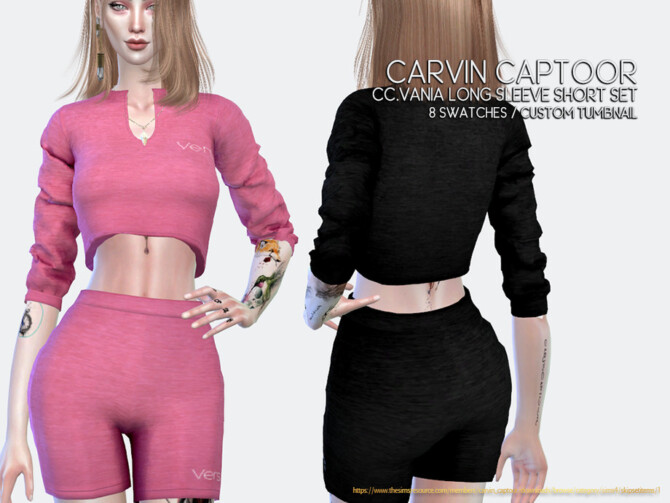 Sims 4 Vania Long Short Set by carvin captoor at TSR