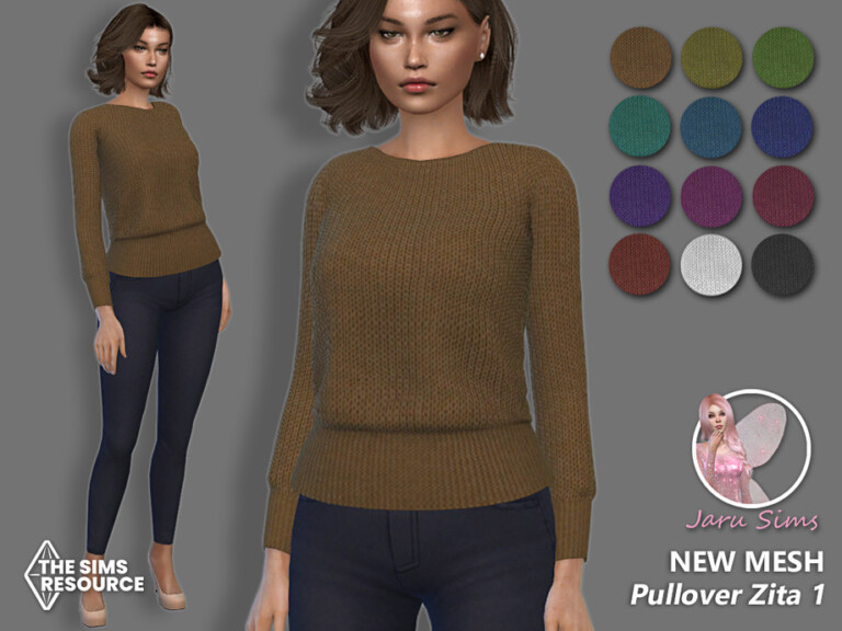 Pullover Zita 1 by Jaru Sims at TSR » Sims 4 Updates