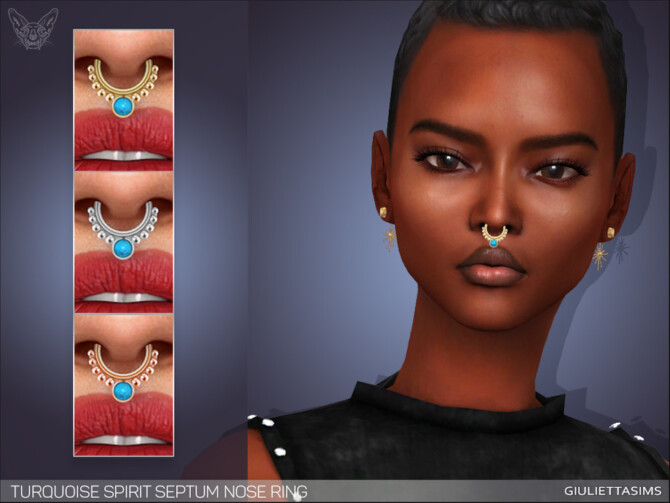 Sims 4 Turquoise Spirit Septum Nose Ring by feyona at TSR