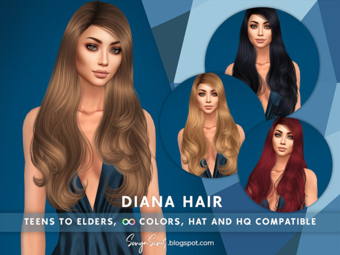 Sims 4 Diana Hair by SonyaSimsCC at TSR