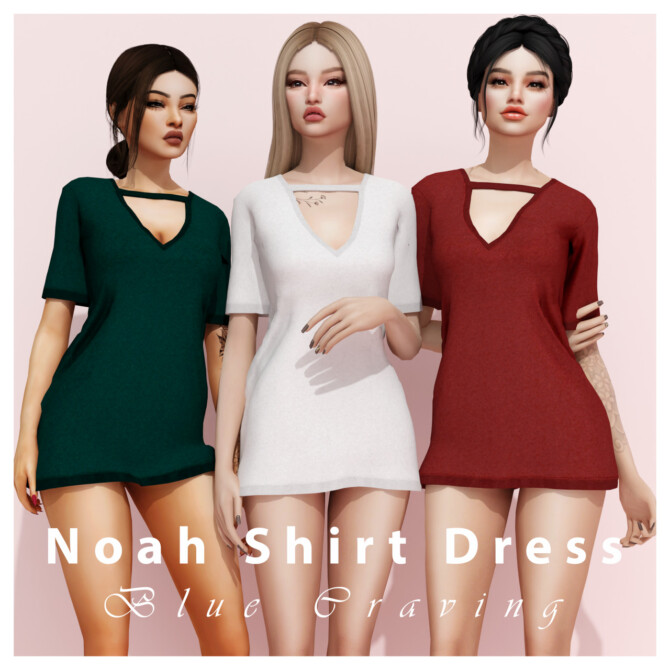 Sims 4 NOAH SHIRT DRESS & BRACELETS image at Blue Craving