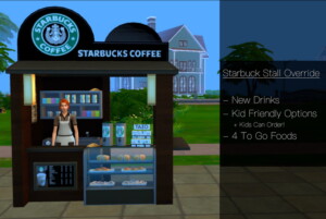Starbucks – Food Stall Overhaul by QMBiBi at Mod The Sims 4