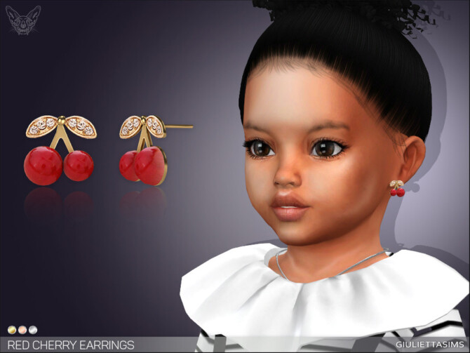 Sims 4 Red Cherry Earrings For Toddlers by feyona at TSR