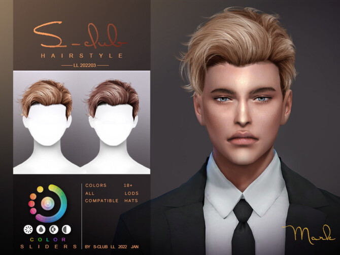 Sims 4 Short wavy hair (Mark) by S Club at TSR