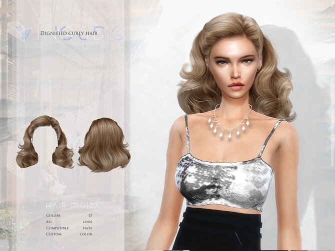 Sims 4 Dignified curly hair by wingssims at TSR