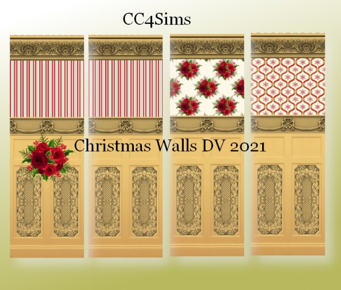 Sims 4 Christmas Walls DV1 by Christine at CC4Sims