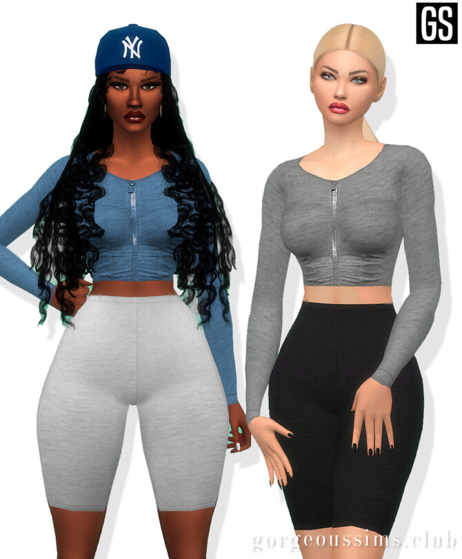 Bike Shorts + Corset Crop Top at Gorgeous Sims » Sims 4 Updates