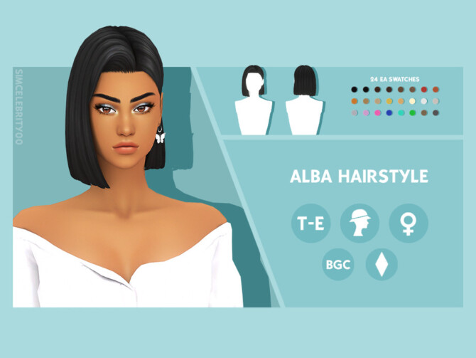 Sims 4 Alba Hairstyle by simcelebrity00 at TSR