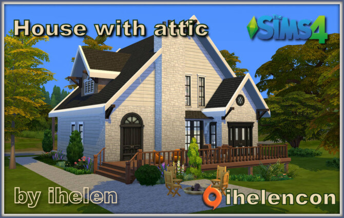 Sims 4 House with attic by ihelen at ihelensims