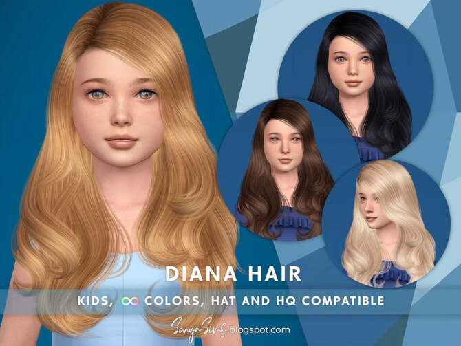 Sims 4 Diana Hair KIDS by SonyaSimsCC at TSR